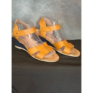Pikolinos Vigo W3R-1677 Leather Ankle Strap Wedge Sandals Tan Leather Size EU 41